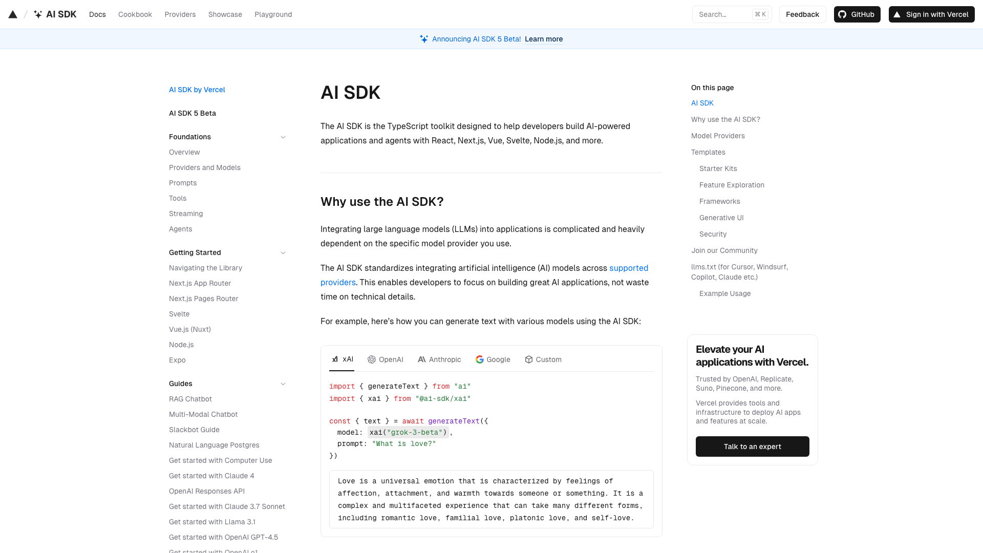 Vercel AI SDK 截图 1